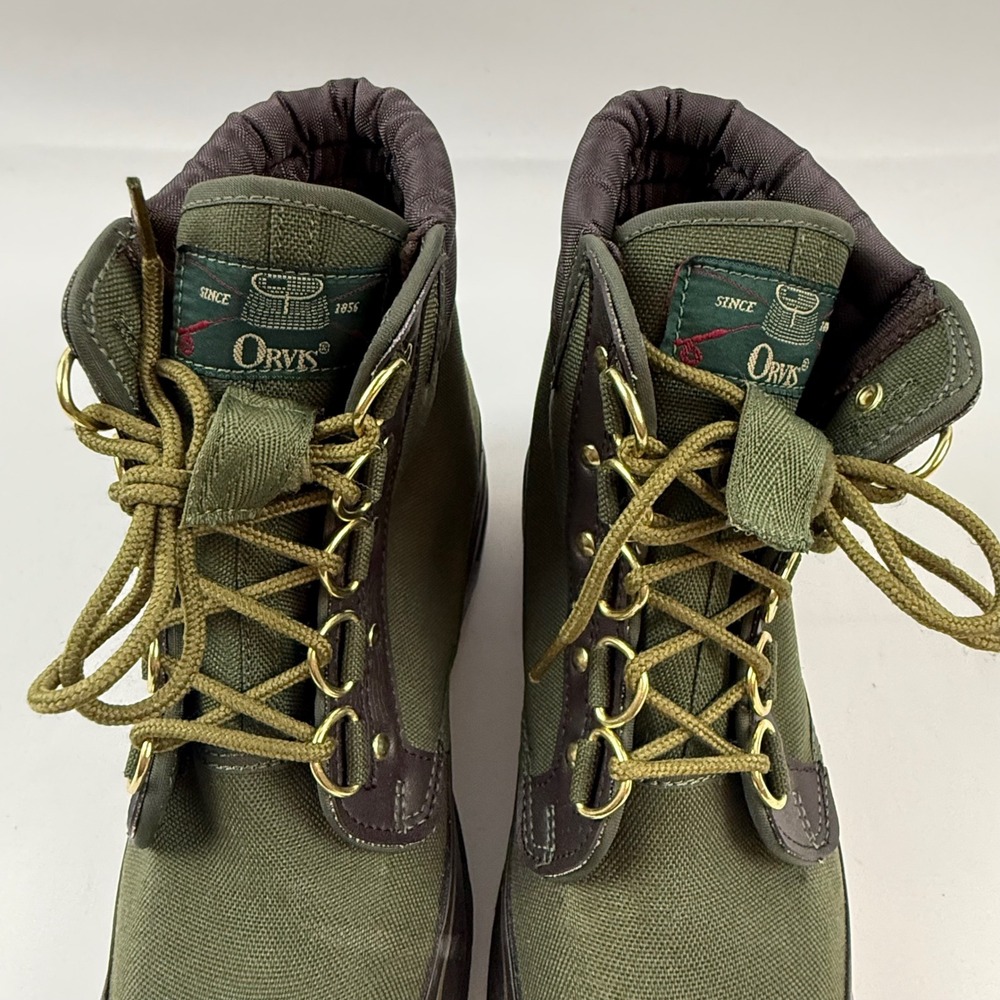 Orvis 2676 Mens Felt Sole Wading Boots Olive Green Canvas Fly Fishing Size 8 - Picture 7 of 12